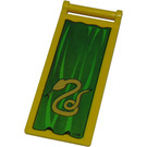 LEGO Geel Vlag 7 x 3 met Staaf Handvat met Zilver Slang (Slytherin) en Golden Leeuw (Gryffindor) (30292 / 40456)