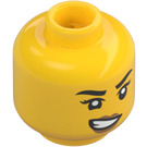 LEGO Keltainen Gamer, Nainen (60388) Minihahmo Pää (Upotettu kiinteä nuppi) (3626 / 101417)