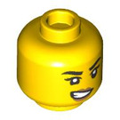 LEGO Geel Gamer, Female (60388) Minifigure Hoofd (Verzonken Solid Stud) (3626 / 101417)