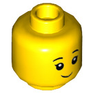 LEGO Yellow Girl in Dark Pink Patterned Shirt Minifigure Head (Recessed Solid Stud) (3626 / 49901)