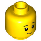 LEGO Žlutá Dívka v Dark Růžová Patterned Košile Minifigurka Hlava (Zapuštěný pevný cvoček) (3626 / 49901)