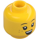 LEGO Jaune Fille Minifigurine Tête (Montant solide encastré) (3626 / 80109)