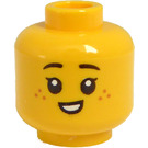 LEGO Geel Girl's Hoofd met Freckles (Verzonken Solid Stud) (3626)