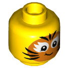 LEGO Gelb Girl mit Tiger Gesicht Painted Schmucklos Kopf (Einbau-Vollbolzen) (3626 / 56825)