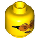 LEGO Yellow Gracie Goodhart Head With Orange Goggles (Recessed Solid Stud) (3626 / 73665)
