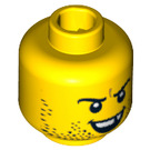 LEGO Gelb Grinsen mit Missing Zahn und Stubble Kopf (Einbau-Vollbolzen) (14351 / 16693)