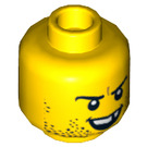LEGO Yellow Grin with Missing Tooth and Stubble Head (Recessed Solid Stud) (3626)