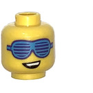 LEGO Amarillo Cabeza de Playa Party Dude con Azul Gafas (Espiga sólida hueca) (3626)