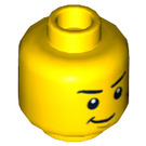 LEGO Gelb Kopf - Zwei Sided (Scared/Confident Smirk) mit Dark Orange Scratches (Einbau-Vollbolzen) (3626 / 73695)