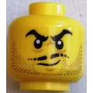 LEGO Gul Huvud med Skägg och Mustasch Dekoration (Infälld solid knopp) (3626)