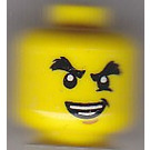 LEGO Žlutá Hlava s Černá Bushy Eyebrows a Smirk (Zapuštěný pevný cvoček) (3626)