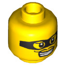 LEGO Gul Huvud med Svart Öga Mask (Infälld solid knopp) (3626 / 12814)