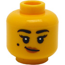 LEGO Geel Hoofd met Zwart Eyebrows en Beauty Mark (Verzonken Solid Stud) (3626)