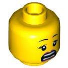 LEGO Jaune Diriger avec Noir Eyebrows, rouge Lips, Scared / Smile avec Les dents (Goujon solide encastré) (3626 / 34394)