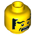 LEGO Jaune Diriger avec Noir Eyebrows, Sideburns et Mustache (Goujon solide encastré) (3626 / 34408)