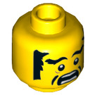 LEGO Yellow Head with Black Eyebrows, Sideburns and Mustache (Recessed Solid Stud) (3626 / 34408)