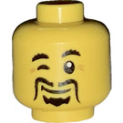 LEGO Geel Hoofd met Zwart Fu Manchu Moustache en Winking Eye (Verzonken Solid Stud) (3626)