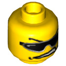LEGO Geel Hoofd met Zwart glasses, lopsided Mouth, Microfone (Veiligheids Stud) (3626 / 48892)