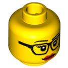 LEGO Gelb Kopf mit Schwarz Glasses (Einbau-Vollbolzen) (3626 / 13506)
