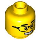 LEGO Amarillo Cabeza con Negro Gafas (Espiga sólida hueca) (3626 / 49906)