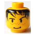 LEGO Amarillo Cabeza con Negro Spiky Pelo, Eyebrows, y Freckles (Espiga de seguridad) (3626)