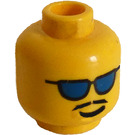 LEGO Gelb Kopf mit Blau Sonnenbrille und Schnurrbart (Sicherheitsnoppe) (3626)