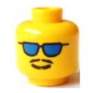 LEGO Gelb Kopf mit Blau Sunglasses und Moustache (Sicherheitsbolzen) (3626)