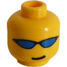 LEGO Giallo Testa con Blu Occhiali da sole (Perno di sicurezza) (3626)