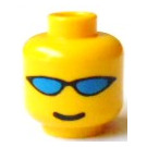 LEGO Geel Hoofd met Blauw Sunglasses (Veiligheids Stud) (3626)