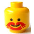 LEGO Giallo Testa con Bushy Rosso Baffi e Goatee (Perno di sicurezza) (3626)