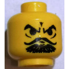 LEGO Geel Hoofd met Curving Mustache en Goatee (Veiligheids Stud) (3626)