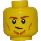 LEGO Yellow Head with Dark Orange Eyebrows and Chin Stubble (Recessed Solid Stud) (3626)