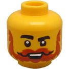 LEGO Amarillo Cabeza con Naranja oscuro bigote y Barba (Espiga sólida hueca) (3274 / 103184)