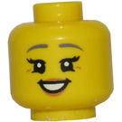 LEGO Geel Hoofd met Dark Stone Grijs Eyebrows en Medium Flesh Lips (Verzonken Solid Stud) (3626 / 82229)
