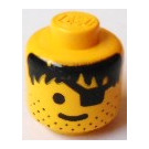 LEGO Gelb Kopf mit Eye Patch, Schwarz Haar und Stubble (Solider Bolzen)