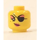 LEGO Gul Hoved med Eyepatch og Koral Eyeshadow (Forsænket solid knops) (3626)