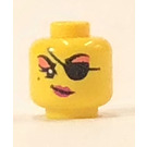 LEGO Geel Hoofd met Eyepatch en Coral Eyeshadow (Verzonken Solid Stud) (3626)