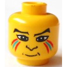 LEGO Yellow Head with Face Paint with Red and Blue Lines (Safety Stud) (3626)