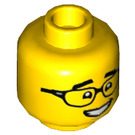 LEGO Gelb Kopf mit Glasses (Einbau-Vollbolzen) (3626 / 75411)