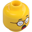 LEGO Gelb Kopf mit Brille (Vertiefte feste Noppen) (3626 / 76824)