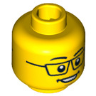 LEGO Gelb Kopf mit Brille (Vertiefte feste Noppen) (96090 / 98273)