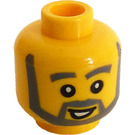 LEGO Geel Hoofd met Grey Hoofd Baard, Opened Mond (Verzonken solide nop) (14910 / 51519)