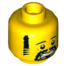 LEGO Gelb Kopf mit Grimace und Schwarz Goatee (Einbau-Vollbolzen) (3626 / 34011)