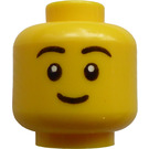 LEGO Geel Hoofd met Grijns / Fronsen (Dubbele Sided) (Verzonken solide nop) (3626)