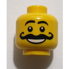 LEGO Geel Hoofd met Handlebar Moustache en Groot Smile (Veiligheids Stud) (3626)
