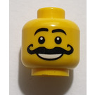 LEGO Geel Hoofd met Handlebar Snor en Groot Smile (Veiligheidsnop) (3626)