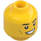 LEGO Gelb Kopf mit Lopsided Smile mit Zähne (Vertiefte feste Noppen) (3626 / 103816)