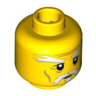 LEGO Yellow Head with Moustache, Goatee and Eyebrows (Safety Stud) (93622 / 94408)
