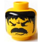 LEGO Geel Hoofd met Moustache, Stubble, Lang Haar (Veiligheids Stud) (3626)