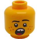 LEGO Gul Hode med Open Munn med To Tenner og Freckles (Forsenket solid knott) (3626 / 100969)